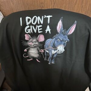 Black Graphic Tee with Mouse and Donkey design